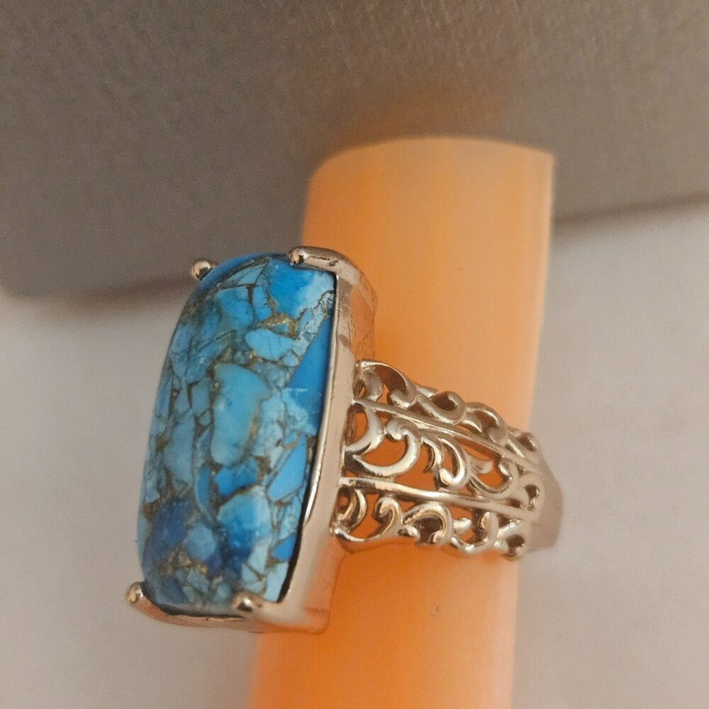 beautiful chestnut brine turquoise solitaire ring size 7